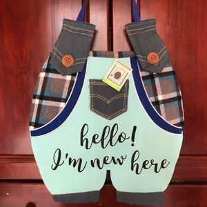 HELLO! I’M NEW HERE-BABY BOY DOOR HANGER